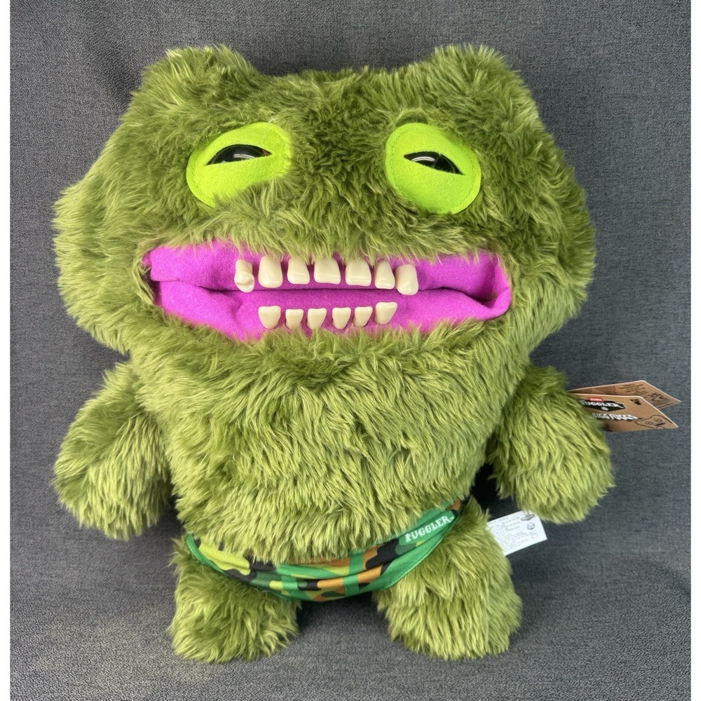 FUGGLER BIGG FUGG Plush XL 18" Green Monster Chuckles Teeth Jumbo Limited Ed NWT
